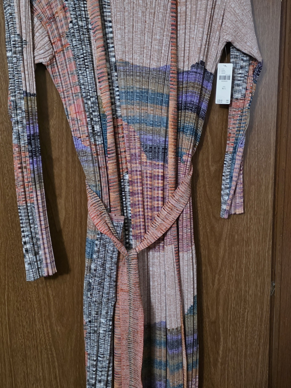 Anthropologie Multicolor Ribbed Cardigan — Pink, Blue & Purple Stripes